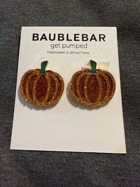 BaubleBar Glitter Pumpkin Studs - Orange & Green